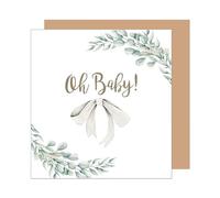 Edition Seidel Biglietto di auguri quadrato di alta qualità per nascita, con busta, biglietto di auguri per bambini Welcome Baby Baby Boy Girl Fiocco Corona (EQ122 SW025)