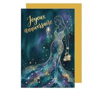 Edition Seidel biglietto di compleanno premium con busta. Frase in francese Joyeux Anniversaire donna amica glitter dorato elegante (G4164 SW026)