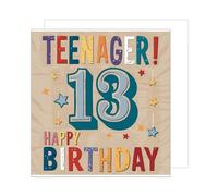 Edition Seidel Biglietto quadrato premium per il 13° compleanno con busta, biglietto d'auguri biglietto di buon compleanno, ragazzo, ragazza, stelle (GQ352 SW024)