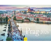 Edition Seidel Calendario Premium Praga 2026, formato DIN A3, da parete, Europa, Repubblica Ceca, Ponte Carlo, Torre d'acqua, Danubio, Metropoli