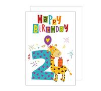 Edition Seidel esclusivo biglietto d'auguri premium per il 2° compleanno con busta. Biglietto di congratulazioni per bambini, ragazzi e ragazze 2 anni (G2942 SW022)