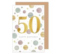 Edition Seidel Premium Biglietto di auguri per il 50° compleanno con busta. Auguri di buon compleanno Happy Birthday per uomo donna amici confetti celebrazione elegante (G4518 SW026)