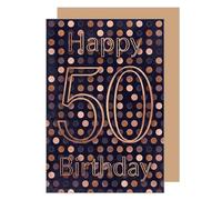 Edition Seidel Premium Biglietto di auguri per il 50° compleanno con busta. Auguri di buon compleanno Happy Birthday per uomo donna amici confetti celebrazione elegante (G4519 SW026)