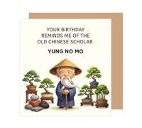 Edition Seidel Premium Biglietto di auguri quadrato con busta. Auguri di buon compleanno inglese per Uomini Amici Colleghi Nonno bonsai cartoon umorismo battuta (GQ634 SW026)