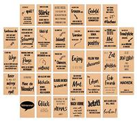 Edition Seidel Set di 36 cartoline su carta kraft stampati "Leben & Momenti" con scritte - amore, amicizia, motivazione, biglietti di compleanno