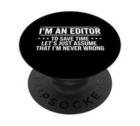 Editor Never Wrong Editors Review Editing Writing Gift PopSockets PopGrip Adesivo