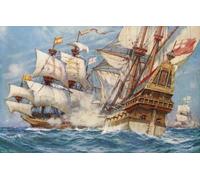 EDITORIALE L'Armada spagnola nel canale inglese un incidente nella lotta di corsa. Dopo il dipinto di C.M. Padday. Dalla Gran Bretagna e i suoi vicini 1485 - 1688 pubblicato 1923. Stampa poster di