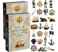 Edizione da collezione Age of Discovery 2025, 24 statuette e oggetti da collezione unici dedicati all'esplorazione marittima, Calendario dell'Avvento Age of Discovery di 24 giorni per gli (2PCs)