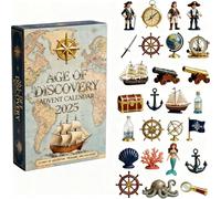 Edizione da collezione Age of Discovery 2025, 24 statuette e oggetti da collezione unici dedicati all'esplorazione marittima, Calendario dell'Avvento Age of Discovery di 24 giorni per gli (1PC)