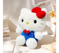 Edizione da collezione del 50° anniversario di Hello Kitty di Sanrio - Bambola con fiocco rosso iconico e abito blu, adatta come regalo di compleanno (1 pezzo) Tagli UnicaPoliestere