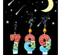 Edizione da collezione Minecraft DIY Numero 0-9 Candele a due toni con gradiente, realizzate in cera con gradiente, i numeri di lusso creano un'atmosfera festiva, i numeri a forma di lettera sono deco