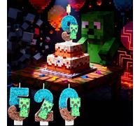 Edizione da collezione Minecraft DIY Numero 0-9 Candele a due toni con gradiente, realizzate in cera con gradiente, i numeri di lusso creano un'atmosfera festiva, i numeri a forma di lettera sono deco