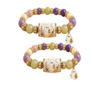 Edizione Limitata 2026 Bracciale Halloween con Perline Gatto Nero e Zucca con Confezione Regalo, Bracciale Elastico Halloween con Ciondolo Cappello da Strega, Gioiello Autunnale da Donna (BB#)
