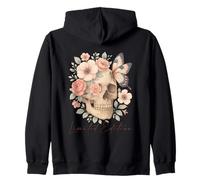 Edizione limitata Skull Floral Butterfly Art Felpa con Cappuccio