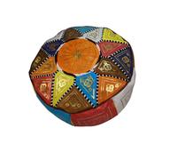 Edizione Speciale Fatto a Mano Marocchino Pelle Pouf - Multicolore