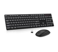 EDJO - Tastiera e mouse wireless combinati, tastiera wireless USB senza fili, 2,4 GHz, batteria a lunga durata, per computer, laptop, PC, Chromebook, Windows (nero, confezione da 1)