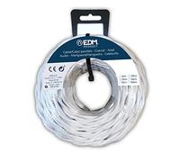 eDM 11886 Cavo Parallelo Tessile Intrecciato, Bianco, 2 x 1,5 mm x 5 m