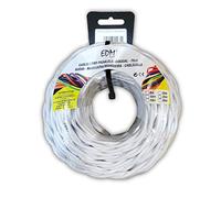 EDM 11901 Cavo Parallelo Tessile Intrecciato, Bianco, 2 x 1 mm