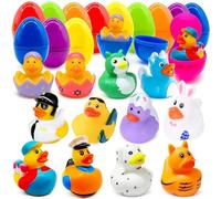 Edmirfun 12 Pezzi confezione prefilled uova di pasqua di toys per bambini, con Anatra di Gomma Colorata, per Caccia alle Uova di Pasqua, Decorazioni, Regali di Pasqua a Sorpresa per Pasqua Filler