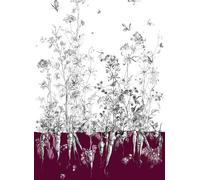 Edmond Petit Carta da parati Lièvres/Fenouil/Tournesol - Aubergine - Fenouil Sauvage Gauche - Aubergine