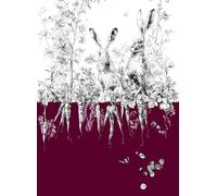 Edmond Petit Carta da parati Lièvres/Fenouil/Tournesol - Aubergine - Lièvres Droit - Aubergine