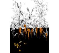 Edmond Petit Carta da parati Lièvres/Fenouil/Tournesol - Noir Orange - Lièvres Gauche - Noir Orange Doré