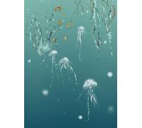 Edmond Petit Carta da parati Nautilus/ Méduses/ Nénuphars - Turquoise - Méduses droit - Turquoise