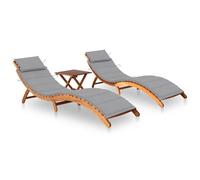 EDNRSOG Amaca 2 pezzi. Con tavolo e cuscinetti, in legno massello di acacia | Pieghevole, resistente alle intemperie, portata 110 kg, per terrazza, piscina e giardino