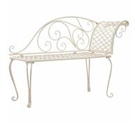 EDNRSOG Chaise longue da giardino, 128 cm, in metallo bianco anticato | Resistente alle intemperie, design ergonomico, portata fino a 110 kg, con braccioli