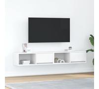 EDNRSOG Mobile da parete per TV, 80 x 31 x 25 cm, 2 pezzi, in legno con molto spazio per riviste, libri ed elettronica, montaggio a parete, facile da pulire
