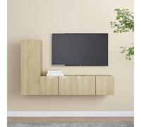 EDNRSOG Mobile TV sospeso in legno di quercia Sonoma, 3 pezzi. Set di mobili per TV con ampio spazio per l'organizzazione. Questi mobili TV da parete sono una pratica aggiunta al vostro