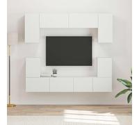 EDNRSOG Moderno set di mobili per TV da parete, 5 pezzi, bianco, in legno, con linee pulite, per soggiorno, forma rettangolare che offre spazio per gli elementi di intrattenimento