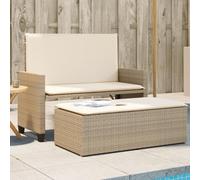 EDNRSOG Panca da giardino con cuscino e sgabello, in polyrattan beige | Divano letto 2 in 1, panca a 2 posti, schienale regolabile, poggiapiedi, resistente alle intemperie, massimo 110 kg per