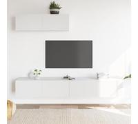 EDNRSOG Set di 3 mobili TV bianco in legno composito di legno, consolle TV a parete con molto spazio per riviste e DVD, design alla moda per il tuo soggiorno