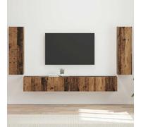 EDNRSOG Set di 4 mensole da parete per TV, in legno, 29,5 x 31 x 100 cm, design a parete con ante a 90°, per riporre in ordine gli accessori multimediali, mensola moderna per soggiorno