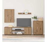 EDNRSOG Set di 4 mobili TV da parete in legno di rovere Artisan, con supporto per TV, mobile autoportante, armadio da parete e mensola da parete, design salvaspazio per soggiorno