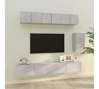 EDNRSOG Set di 6 mobili TV grigio cemento in legno composito di legno, console TV a parete con molto spazio per riviste e DVD, design pratico per il vostro soggiorno