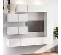 EDNRSOG Set di 7 mobili TV bianchi in legno con molto spazio per riviste e DVD, montaggio a parete, design alla moda per il tuo soggiorno