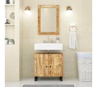 EDNRSOG Specchio da parete 70 x 50 cm, in legno massiccio di mango e vetro | Cornice in legno rustico, specchio chiaro, montaggio a parete, versatile per corridoio e camera da letto