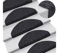 EDNRSOG Tappetini per gradini, autoadesivi, 5 pezzi, 65 x 21 x 4 cm, nero, semicircolari, antiscivolo, in polipropilene, lavabili in lavatrice, riducono il rumore per salire le scale in modo sicuro