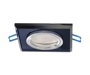 EDO, Apparecchio da incasso a spot CRYSTAL Nero, anello d'argento faretto da incasso a soffitto apparecchio quadrato nero Lampada a soffitto LED IP20 illuminazione interna spot vetro chiaro EDO777131