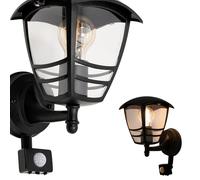 EDO Applique da Parete Esterna E27 IMMA SENSOR Nera con Sensore di Movimento - Moderna Lampada da Parete - Illuminazione Impermeabile IP44 - Elegante Lanterna per Giardino, Terrazza e Facciata