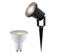 EDO Faretto da Giardino con Picchetto a Terra LED GU10 5,5W 3000K Bianco Caldo HORTUS Nero - Lampioni da Esterno Orientabili, Impermeabile IP65, Luce per Sentieri di Guida, Prato, Cortile, Cavo 25cm