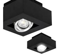 EDO Faretto da Soffitto GU10 OSMIN RIM 1 Luce Nero/Argento - Plafoniera Quadrata - Faretto Singola con Anello Intercambiabile e Orientabile - Lampada Moderna per Soggiorno Camera da letto Cucina