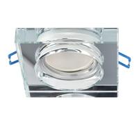 EDO Faretto Incasso CRYSTAL Grande Vetro Temperato Argento Quadrato GU10 35W - Faretti LED Soffitto Moderno, Spot LED da Incasso per Soggiorno Cucina Corridoio, senza Lampadina Portalampada