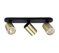 EDO Lampada Faretti da Soffitto Orientabili MALGA ELEGANT 3 GU10 Nero e Oro, Faretti 3 Luce, Faretto da Parete Interno per Barra, Lampadario Moderna Plafoniera per Camera da Letto Cucina Soggiorno