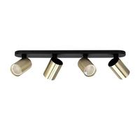 EDO Lampada Faretti da Soffitto Orientabili MALGA ELEGANT 4 GU10 Nero e Oro, Faretti 4 Luce, Faretto da Parete Interno per Barra, Lampadario Moderna Plafoniera per Camera da Letto Cucina Soggiorno