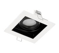 EDO Moderna lampada da incasso a soffitto RUTEN Lampada quadrata da soffitto a 1 punto bianco e nero Riflettore da soffitto in alluminio zoccolo girevole GU10 Gx5,3 IP20 EDO777128