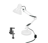 EDO Retrò Lampada da Tavolo con Pinza, Lampada da Scrivania Vintage a E27 Bianco PIXI, Illuminazione da Comodino Luce Orientabile con Braccio Oscillante di 50 cm, per Unghie, Casa o Ufficio, Lettura