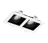 EDO RUTEN - 2 faretti da incasso doppi, GU10 orientabili, lampada da soffitto quadrata in alluminio, bianco/nero opaco, illuminazione interna per cucina, soggiorno, corridoio - EDO777129